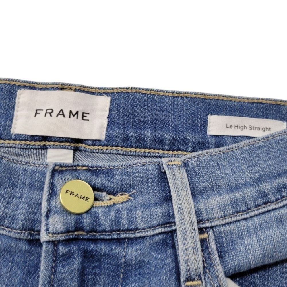 Frame Jeans Size 26 W27"xL26.5" Frame Le High Straight Jeans Stretch Blue Denim - Picture 8 of 8